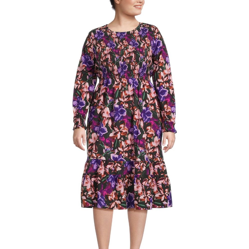 Terra And Sky women's tiered maxi dress multi floral Purple 1X 16W - 18W W-350